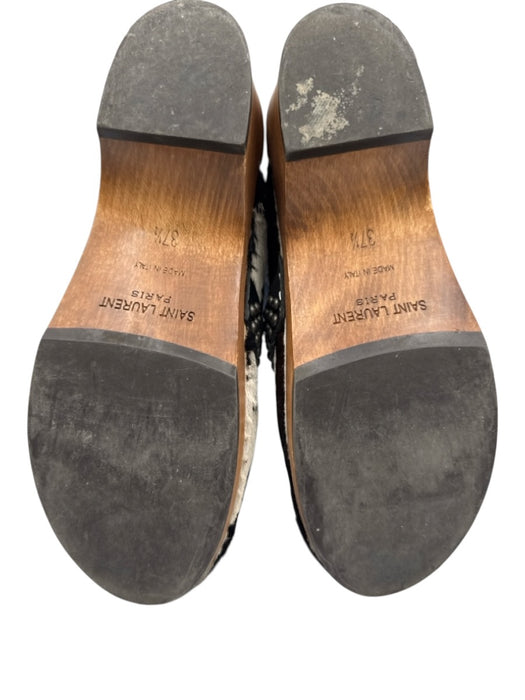 Saint Laurent Shoe Size 37.5 Brown, White & Black Leather Upper Ponyhair Clogs Brown, White & Black / 37.5