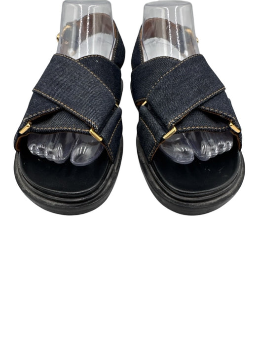 Marni Shoe Size 38 Dark Wash textile upper Denim Criss Cross Slingback Sandals Dark Wash / 38