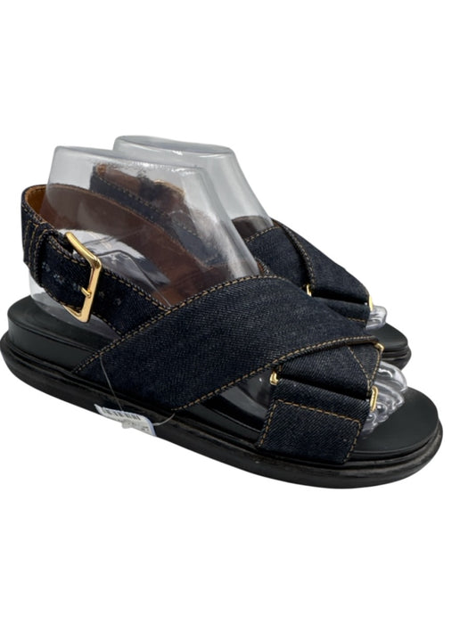 Marni Shoe Size 38 Dark Wash textile upper Denim Criss Cross Slingback Sandals Dark Wash / 38