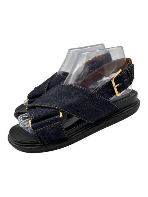 Marni Shoe Size 38 Dark Wash textile upper Denim Criss Cross Slingback Sandals Dark Wash / 38