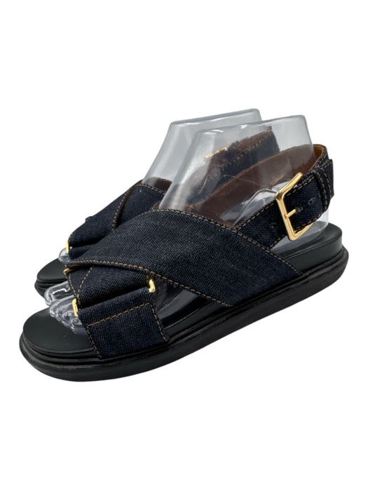 Marni Shoe Size 38 Dark Wash textile upper Denim Criss Cross Slingback Sandals Dark Wash / 38