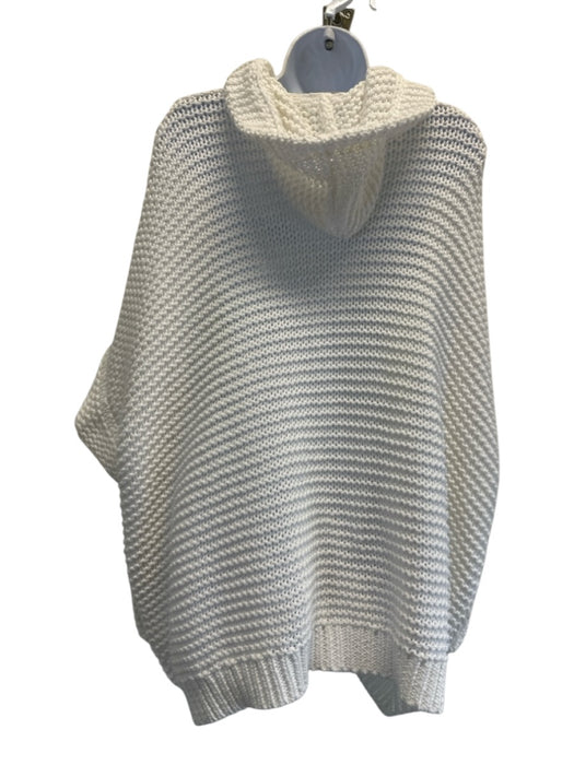 Brunello Cucinelli Size S White Cotton Sleeveless Loose Knit Hood Zip Up Sweater White / S