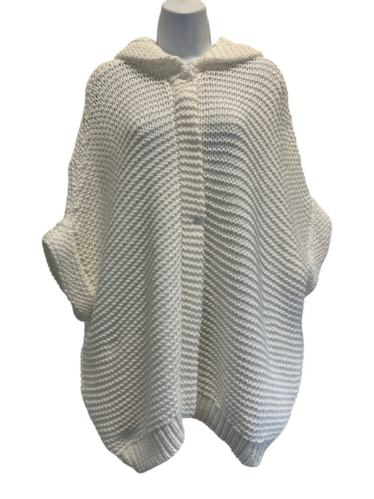 Brunello Cucinelli Size S White Cotton Sleeveless Loose Knit Hood Zip Up Sweater White / S