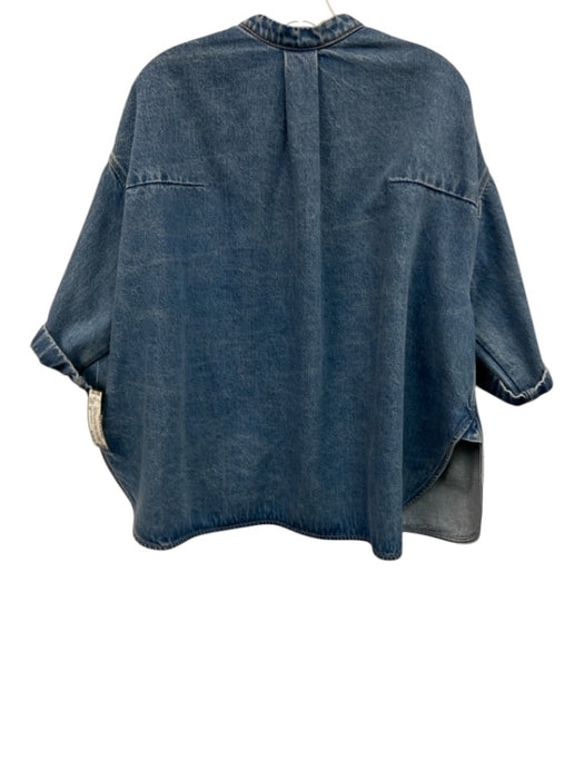 Christian Wijnants Size 38 Light Wash Cotton Denim Short Sleeve Snaps Jacket Light Wash / 38