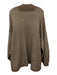 Free People Size L Muted Brown & White Cotton & Acrylic V Neck Two Tone Sweater Muted Brown & White / L