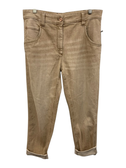 Brunello Cucinelli Size 10 Beige Cotton Denim Zip Fly Mid Rise Jeans Beige / 10