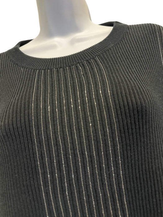 Brunello Cucinelli Size M Black & Silver Cotton Sleeveless Metal Detail Sweater Black & Silver / M