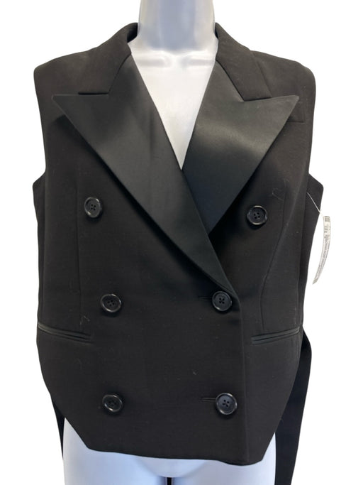Khaite Size 4 Black Viscose & Virgin Wool Sleeveless Double Breast Blazer Vest Black / 4
