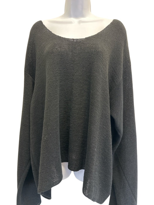 The Row Size XL Black Linen Sheer Knit Scoop Neck Sweater Black / XL