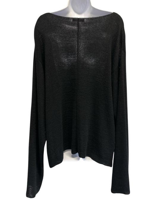 The Row Size XL Black Linen Sheer Knit Scoop Neck Sweater Black / XL