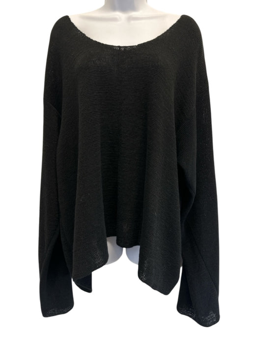 The Row Size XL Black Linen Sheer Knit Scoop Neck Sweater Black / XL
