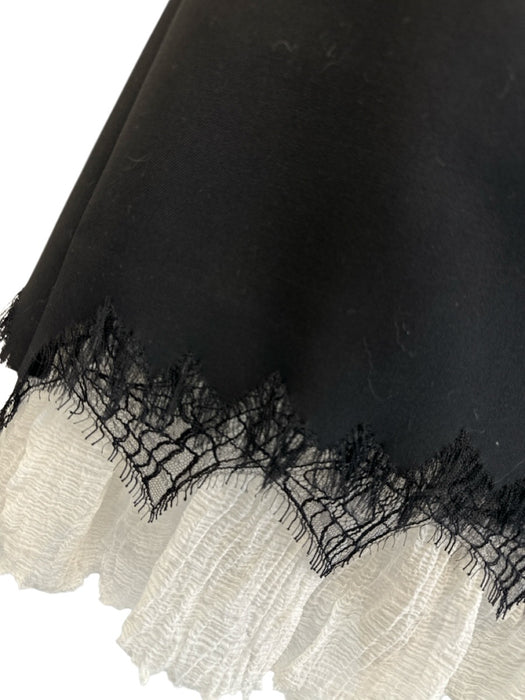 Alexander McQueen Size 44 Black & White Wool & Silk Wrap Cobweb Lace Trim Skirt Black & White / 44