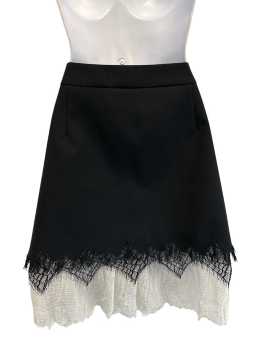 Alexander McQueen Size 44 Black & White Wool & Silk Wrap Cobweb Lace Trim Skirt Black & White / 44