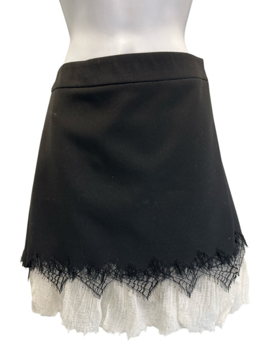 Alexander McQueen Size 44 Black & White Wool & Silk Wrap Cobweb Lace Trim Skirt Black & White / 44
