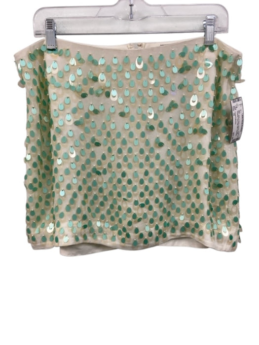 J Crew Collection Size 10 White & Green Viscose Fully Sequined Faux Pearl Skirt White & Green / 10