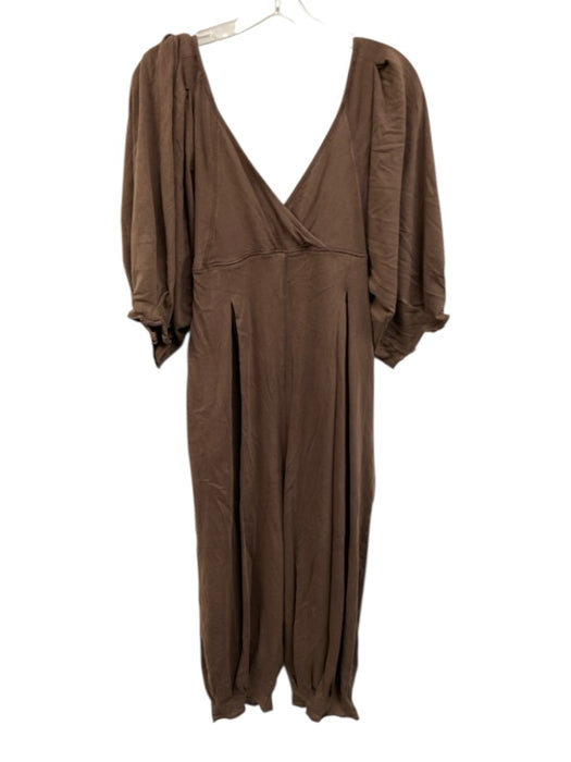Intimately Free People Size L Taupe Brown Cotton Blend Square Neck Jumpsuit Taupe Brown / L