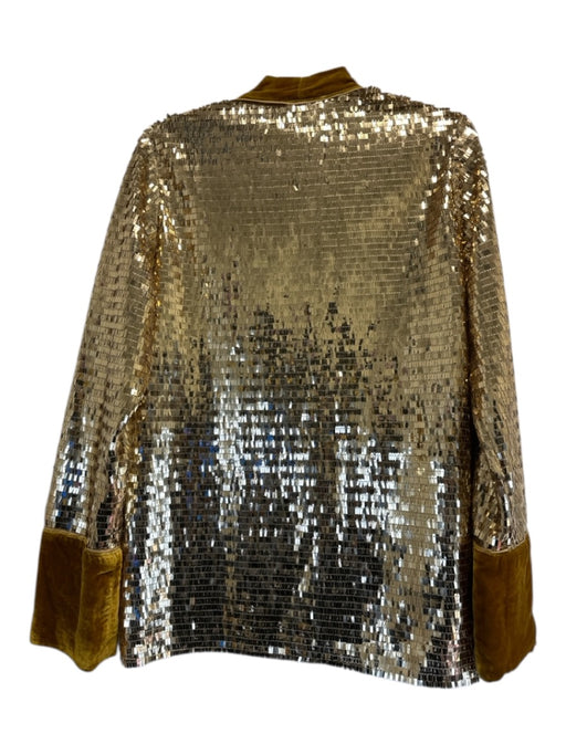 Flannel Size M Gold & Yellow Polyester & Silk Fully Sequined Open Front Jacket Gold & Yellow / M