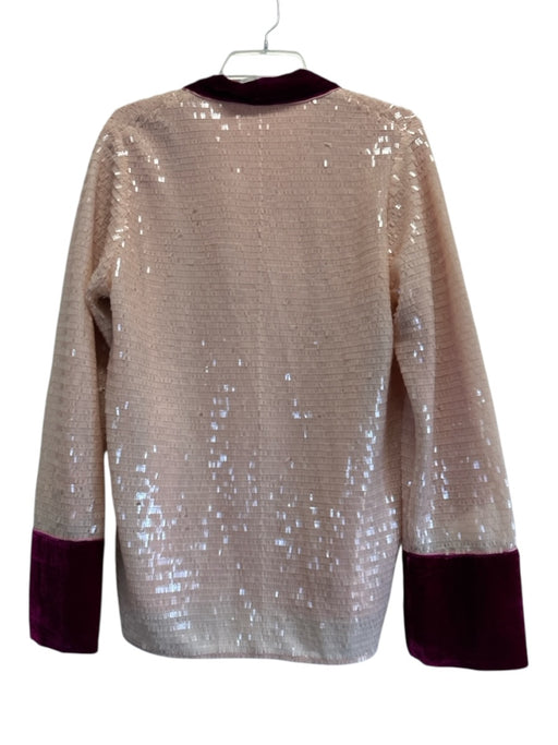 Flannel Size M Pink & Purple Polyester & Silk Fully Sequined Open Front Jacket Pink & Purple / M