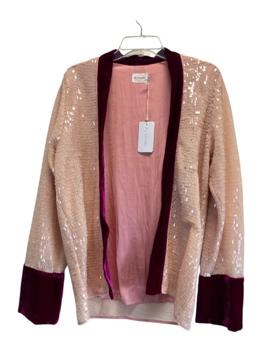 Flannel Size M Pink & Purple Polyester & Silk Fully Sequined Open Front Jacket Pink & Purple / M