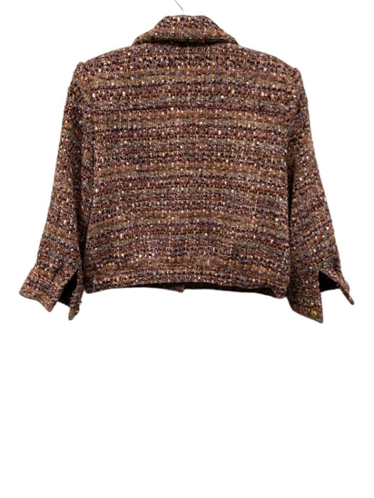 L'agence Size 8 Purple, Beige, Multi Polyester Tweed Buttons Collar Jacket Purple, Beige, Multi / 8