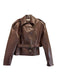 Ronny Kobo Size S Brown Polyurethane Embossed Bronze Hardware Moto Jacket Brown / S