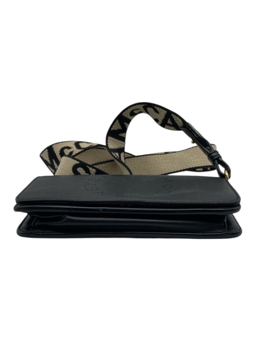 Stella McCartney Black & Beige Leather Magnetic Flap Crossbody Strap Camera Bag Black & Beige / XS