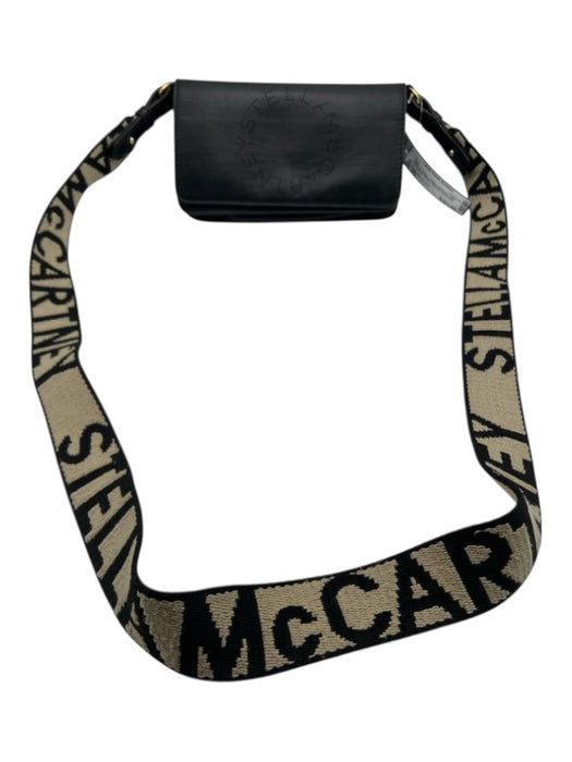 Stella McCartney Black & Beige Leather Magnetic Flap Crossbody Strap Camera Bag Black & Beige / XS