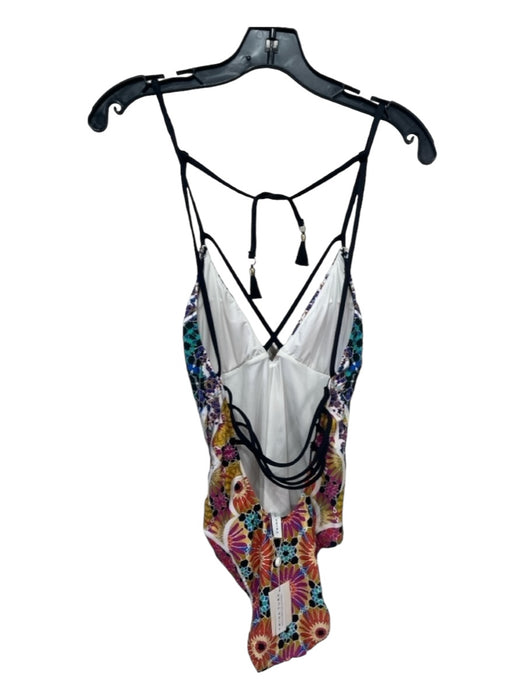 Trina Turk Size 4 Black & Multi Nylon Blend Paisley Strappy One piece Swimsuit Black & Multi / 4