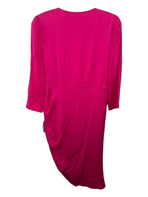 Milly Size 6 Pink Silk Blend Surplice Long Sleeve Hi Lo Midi Dress Pink / 6