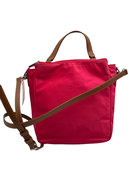 Tumi Red Nylon & Leather Zip Close Multiple Pockets Multiple Straps Bag Red