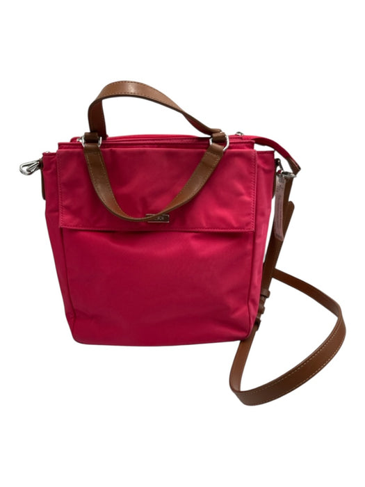 Tumi Red Nylon & Leather Zip Close Multiple Pockets Multiple Straps Bag Red