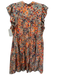 Marie Oliver Size S Sage Green & Orange Rayon & Silk Abstract Floral Dress Sage Green & Orange / S