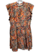 Marie Oliver Size S Sage Green & Orange Rayon & Silk Abstract Floral Dress Sage Green & Orange / S