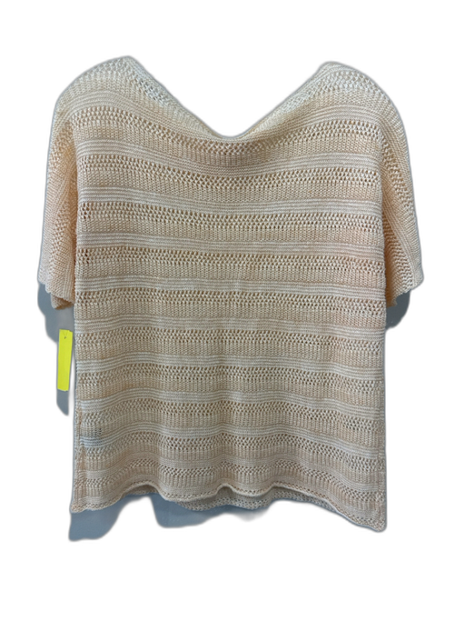 Lafayette 148 Size S Cream Orange Linen Open Knit Short Sleeve Wide Neck Top Cream Orange / S