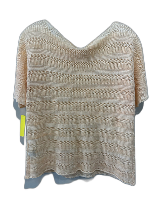 Lafayette 148 Size S Cream Orange Linen Open Knit Short Sleeve Wide Neck Top Cream Orange / S