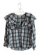 Veronica Beard Size 6 Multi Cotton & Viscose Plaid Ruffle V Neck Button Down Top Multi / 6