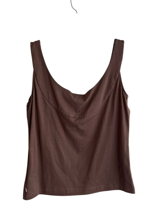 Akris Size Est S Brown Cotton & Elastane Stretch Solid Round Neck Tank Top Brown / Est S