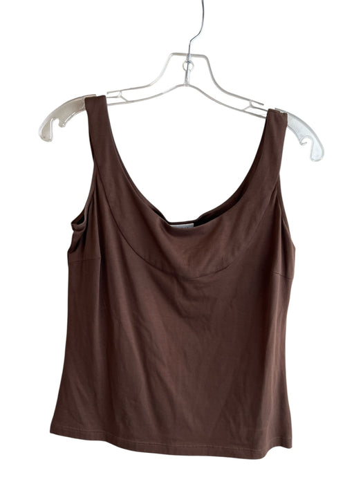 Akris Size Est S Brown Cotton & Elastane Stretch Solid Round Neck Tank Top Brown / Est S