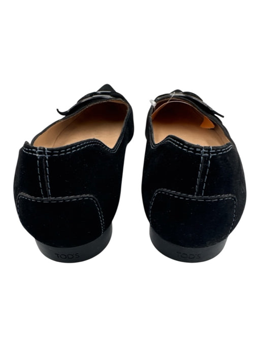 Tod's Shoe Size 7.5 Black Leather Upper Suede Buckle Detail Pump Flats Black / 7.5