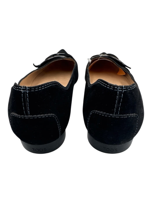 Tod's Shoe Size 7.5 Black Leather Upper Suede Buckle Detail Pump Flats Black / 7.5