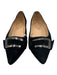 Tod's Shoe Size 7.5 Black Leather Upper Suede Buckle Detail Pump Flats Black / 7.5