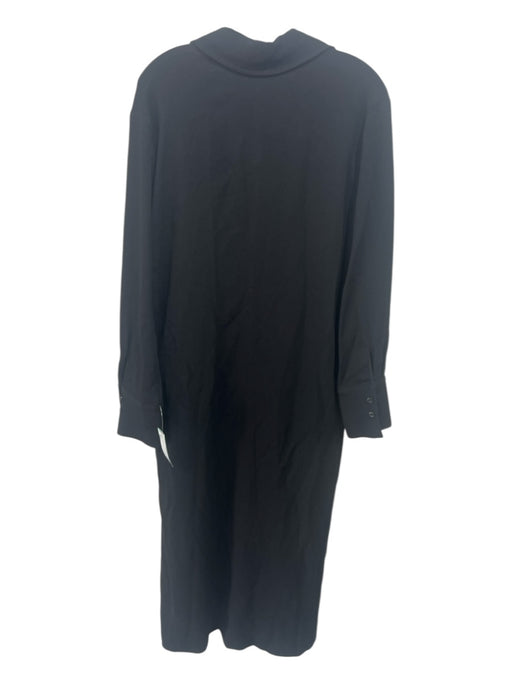 Zara Size L Black Acetate Blend Collared Maxi Dress Black / L