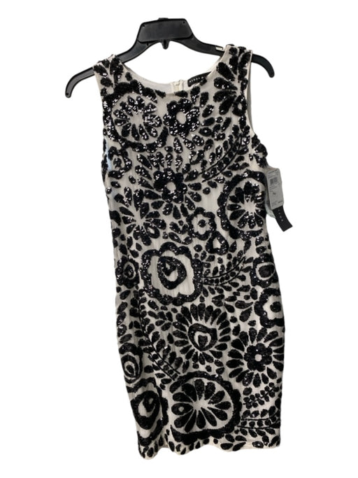 Aidan Mattox Size 0 White & Black Missing Fabric Tag Round Neck Sleeveless Dress White & Black / 0