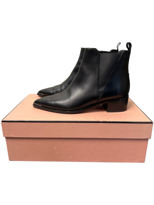 Acne Studio Shoe Size 7 Black Leather Pointed Toe Stretch Panels Booties Black / 7