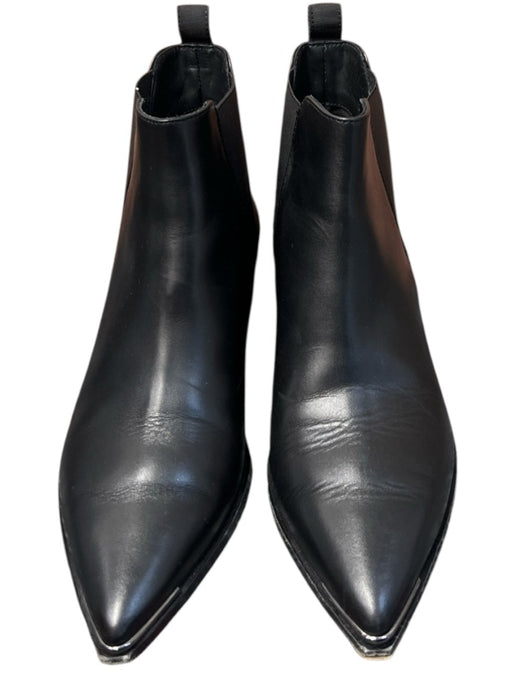 Acne Studio Shoe Size 7 Black Leather Pointed Toe Stretch Panels Booties Black / 7