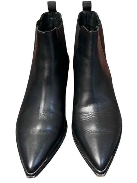 Acne Studio Shoe Size 7 Black Leather Pointed Toe Stretch Panels Booties Black / 7