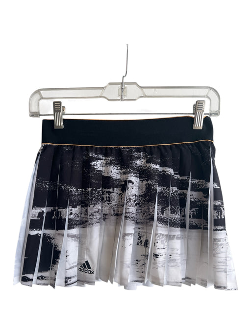 Adidas Size Est XS Black & White Polyester Elastic Waist Pleated Shorts Skirt Black & White / Est XS
