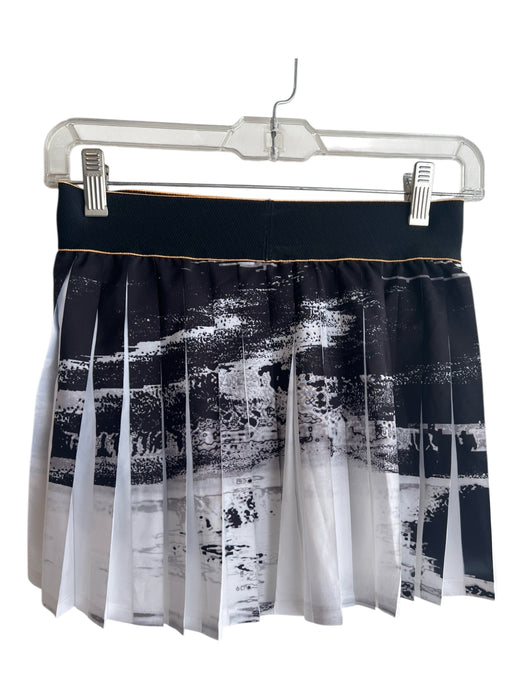 Adidas Size Est XS Black & White Polyester Elastic Waist Pleated Shorts Skirt Black & White / Est XS