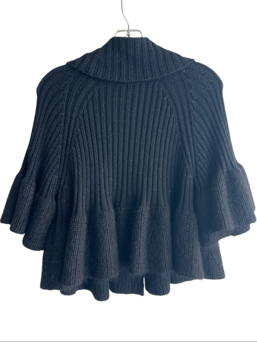 Nanette Lepore Size L Black Wool Blend V Neck Hook & Eye Closure Cropped Sweater Black / L