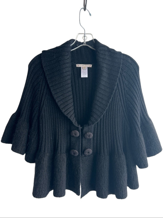 Nanette Lepore Size L Black Wool Blend V Neck Hook & Eye Closure Cropped Sweater Black / L